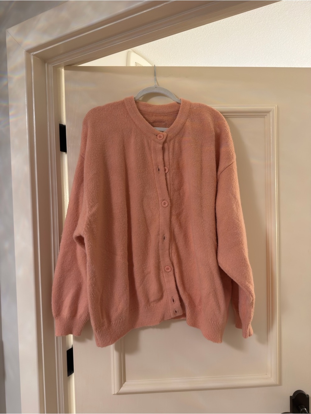 Daily Drills Peach-Pink Button-Up Women's Cardigan
